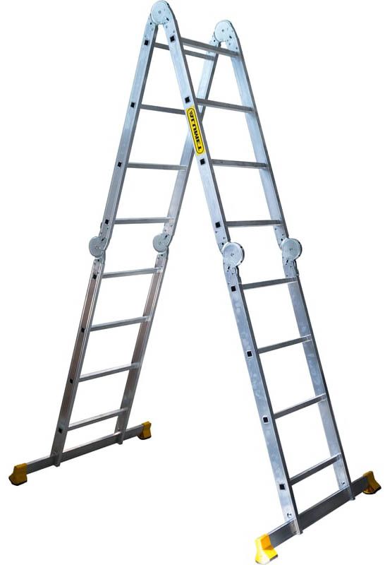 Лестница-трансформер 4х4 Алюмет TW1 444, алюминий - фото